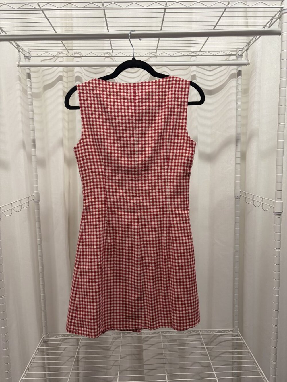 Red Gingham A-Line Mini Dress - Rihoas - Size S - Picture 4 of 5